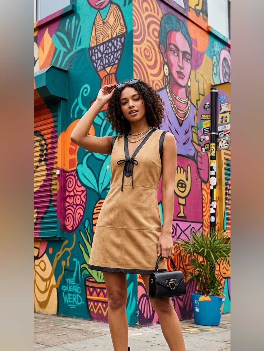 Anthropologie EUC Persuade
Faux Suede/leather trimmed Mini Dress
washable SZ S/M